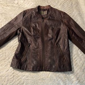 Ladies distressed leather jacket